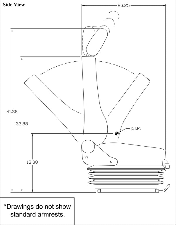 Caterpillar Excavator Replacement Seat & Mechanical Suspension - Fits Various Models - Black Cloth