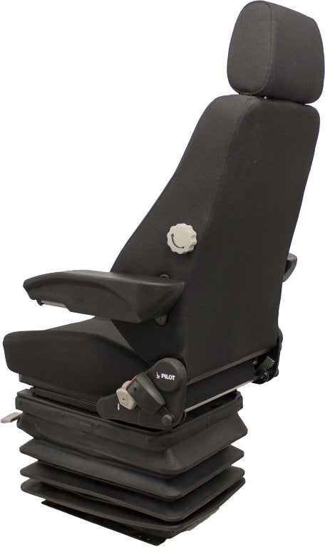 Caterpillar Excavator Replacement Seat & Mechanical Suspension - Fits Various Models - Black Cloth