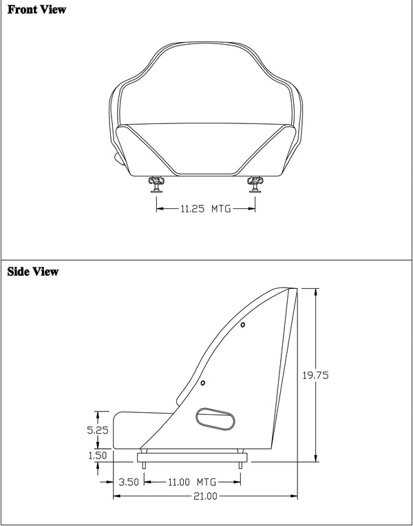 Case Loader/Backhoe Seat Assembly - Fits Various Models - Black Vinyl