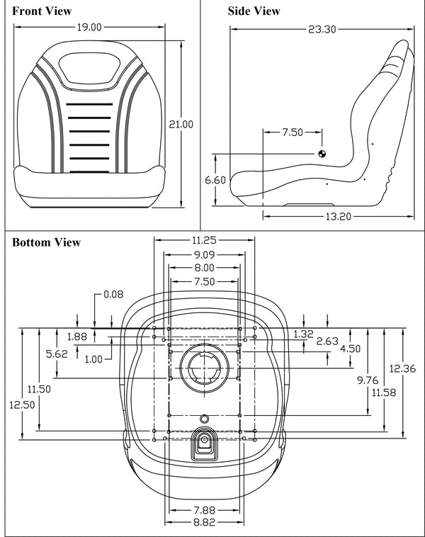 JCB Forklift Bucket Seat - Fits Various Models - Gray Vinyl