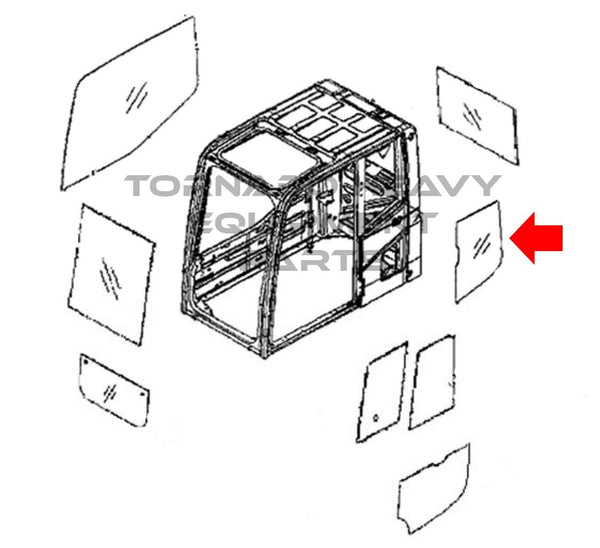 Komatsu 20Y-54-51241 Excavator Side Rear Window Replacement Cab Glass