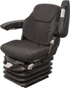 Case Motor/Road Grader Seat & Air Suspension - Fits Various Models - Black/Gray Cloth