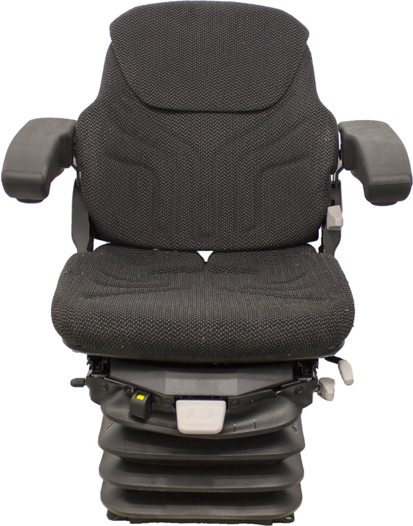 Case Motor/Road Grader Seat & Air Suspension - Fits Various Models - Black/Gray Cloth