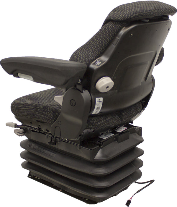 John Deere Wheel Loader Replacement Seat & Air Suspension - Fits Various Models - Black/Gray Cloth