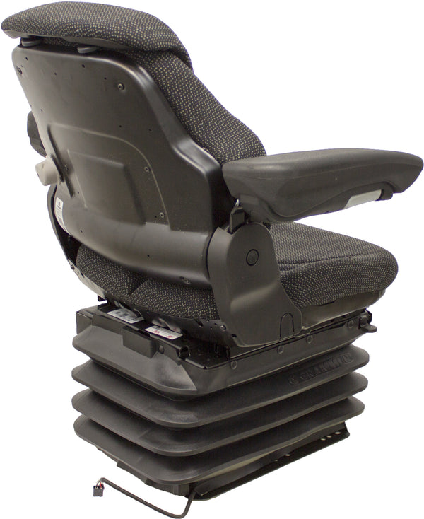 John Deere Wheel Loader Replacement Seat & Air Suspension - Fits Various Models - Black/Gray Cloth