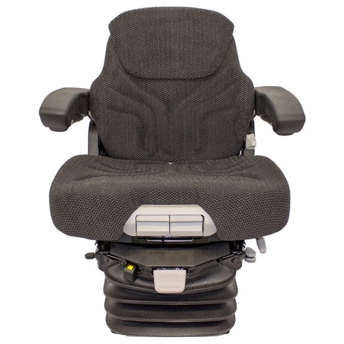 Case Roller Seat & Air Suspension - Fits Various Models - Black/Gray Cloth