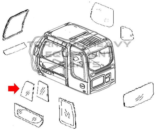 Hitachi 4602564 Zaxis Series Excavator Door Front Slider Window Replacement Cab Glass