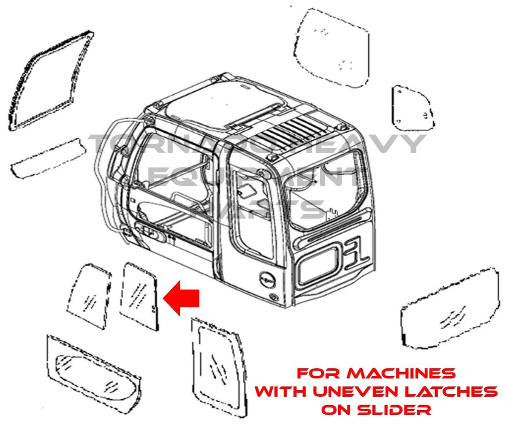 Hitachi 4398018 Excavator Rear Slider Window Replacement Cab Glass ...