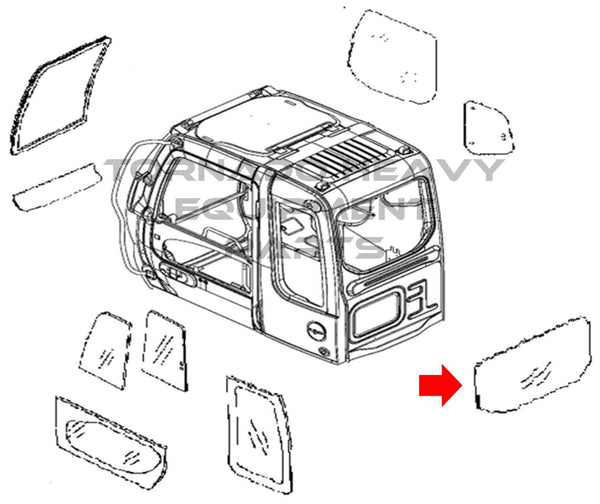 Hitachi 4369555 Excavator Rear Window Replacement Cab Glass