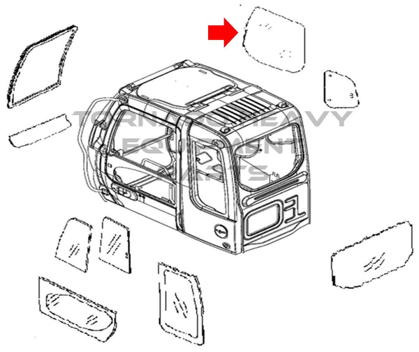 Hitachi 4369664 Excavator Boom Side Window Replacement Cab Glass