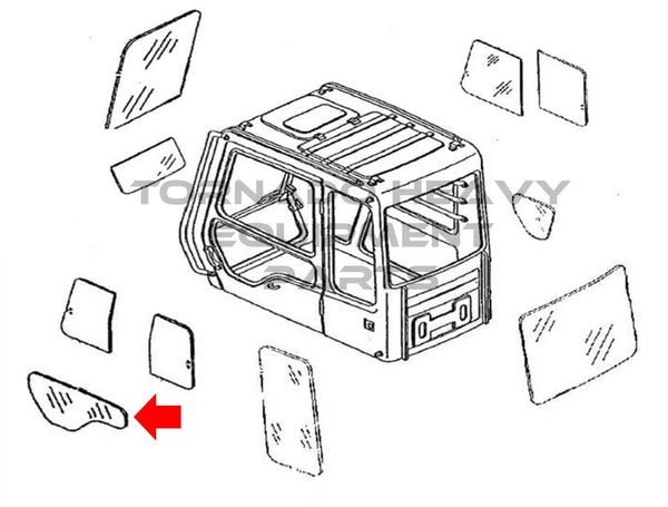 Hitachi 4289512 Excavator Lower Door Window Cab Glass