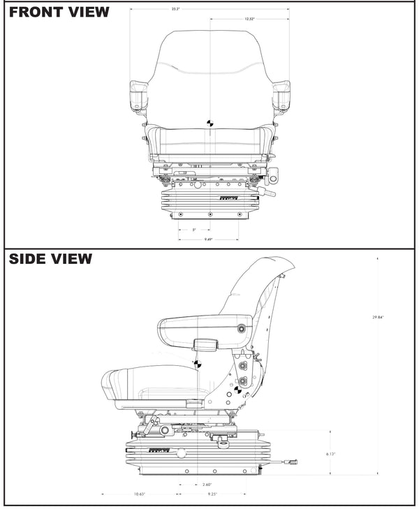 John Deere 7000-7010 Series Tractor Replacement Seat & Air Suspension - Fits Various Models - Brown Cloth