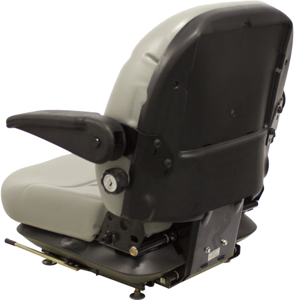 Komatsu PC35MR-2 & PC35MR-3 Excavator Replacement Seat & Mechanical Suspension w/Arms - Gray Vinyl