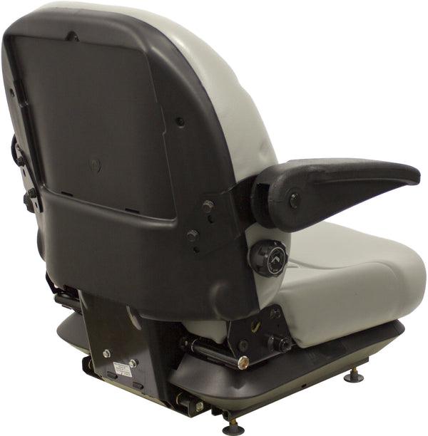 Komatsu PC35MR-2 & PC35MR-3 Excavator Replacement Seat & Mechanical Suspension w/Arms - Gray Vinyl