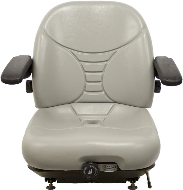 Komatsu PC35MR-2 & PC35MR-3 Excavator Replacement Seat & Mechanical Suspension w/Arms - Gray Vinyl