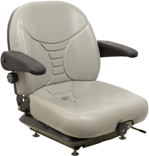 New Holland Skid Steer Seat & Mechanical Suspension w/Arms - Fits Various Models - Gray Vinyl