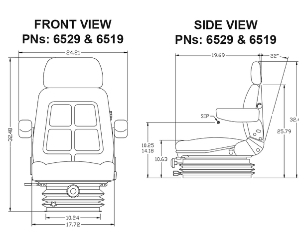 Case 870-1370 Agri King Series Tractor Replacement Seat & Mechanical Suspension - Fits Various Models - Black Cloth