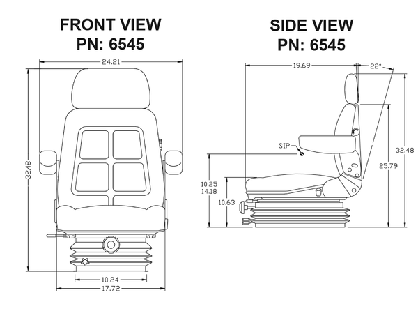 Case IH Steiger Series/Steiger Tractor Replacement Seat & Mechanical Suspension - Fits Various Models - Black Cloth