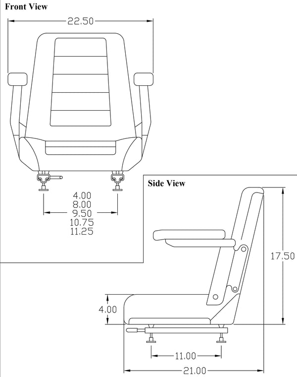 Brose RJ350 Sweeper Replacement Seat Assembly - Black Vinyl