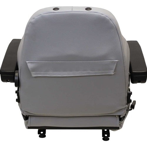 Case Loader/Backhoe Seat Assembly w/Arms - Fits Various Models - Gray Vinyl