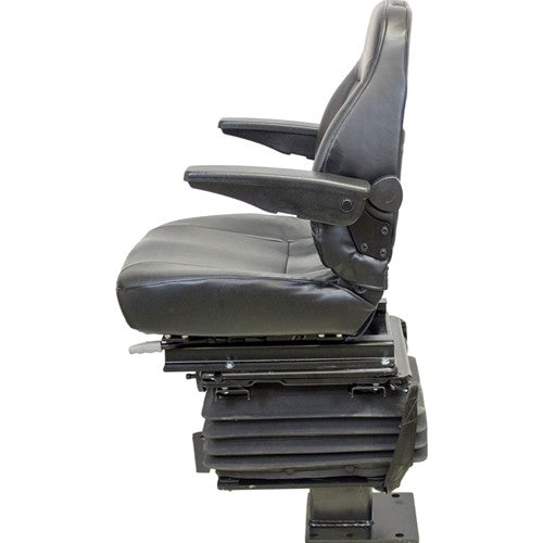 Case 580 Series Loader/Backhoe Replacement Seat & Mechanical Suspension w/Arms - Fits Various Models - Black Vinyl