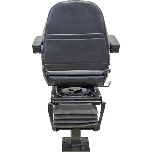 Case 580 Series Loader/Backhoe Replacement Seat & Mechanical Suspension w/Arms - Fits Various Models - Black Vinyl