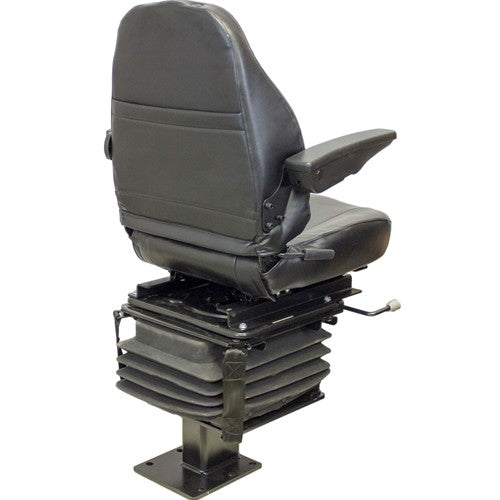 Case 580 Series Loader/Backhoe Replacement Seat & Mechanical Suspension w/Arms - Fits Various Models - Black Vinyl