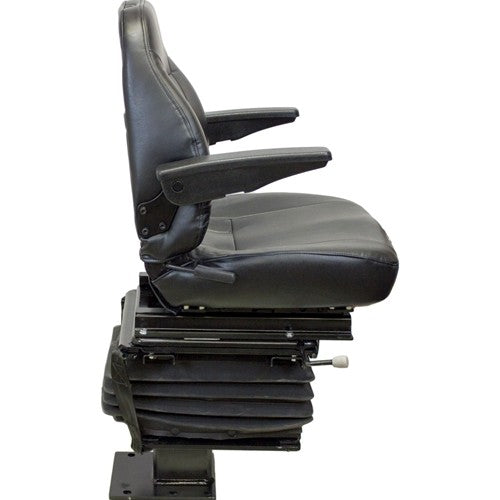 Case 580 Series Loader/Backhoe Replacement Seat & Mechanical Suspension w/Arms - Fits Various Models - Black Vinyl