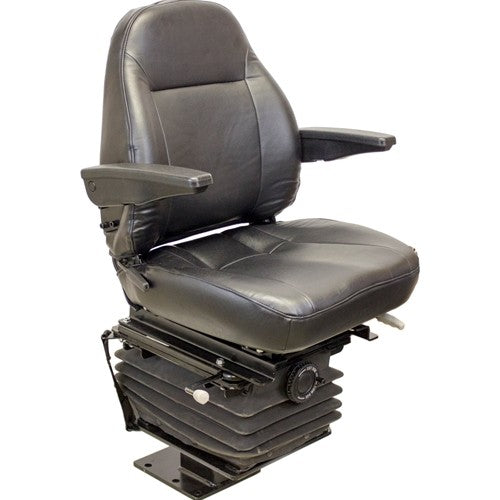 Case 580 Series Loader/Backhoe Replacement Seat & Mechanical Suspension w/Arms - Fits Various Models - Black Vinyl