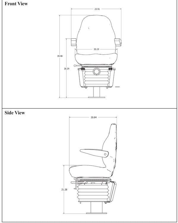 John Deere 310 Series Loader/Backhoe Replacement Seat & Mechanical Suspension Kit - Fits Various Models - Black Cloth