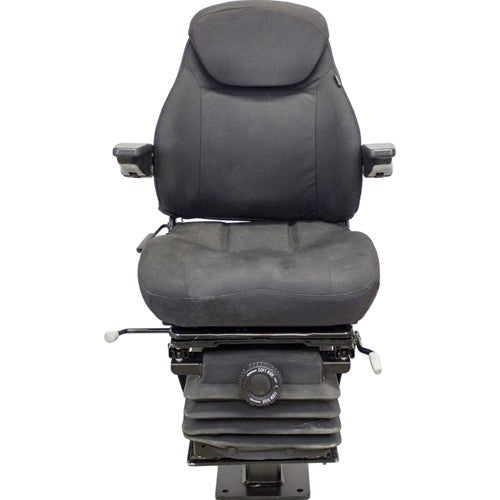 John Deere 310 Series Loader/Backhoe Replacement Seat & Mechanical Suspension Kit - Fits Various Models - Black Cloth