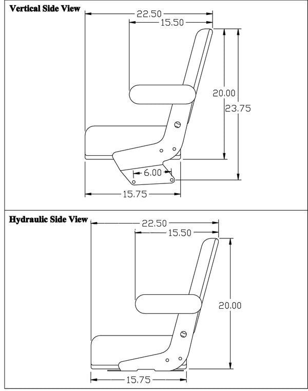 Case Wheel Loader Seat & Hydraulic Suspension - Fits Various Models - Black Vinyl