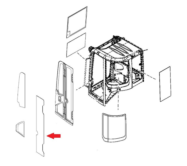 John Deere 4635163 Excavator Rear Door Window Replacement Cab Glass