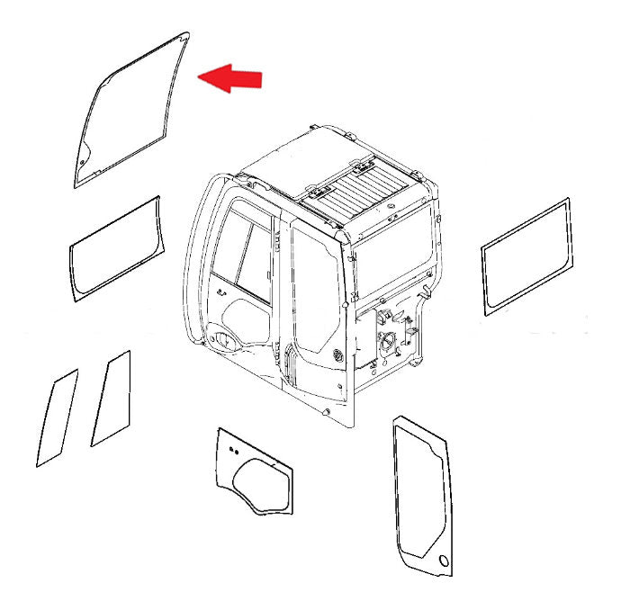 John Deere T396395 4664382 Excavator Upper Front Window Replacement Cab Glass