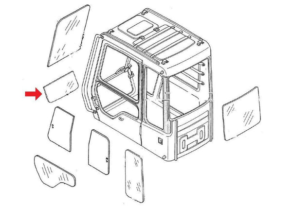 Kobelco PW02C01117P1 Excavator Lower Front Window Replacement Cab Glass