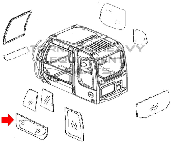 Hitachi 4448310 Zaxis Series Excavator Lower Door Window Replacement Cab Glass
