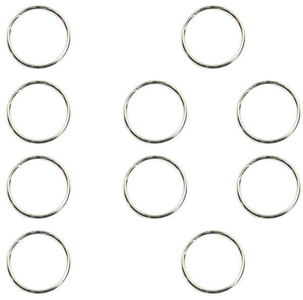 1" Heavy Duty Split Key Ring, Nickel Plated - USA (10 PACK)