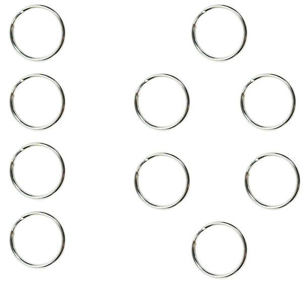 1.125" - 1 1/8" Heavy Duty Split Key Ring, Nickel Plated - USA (10 PACK)