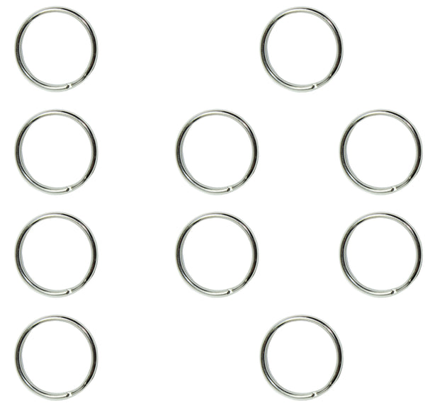 1.25" - 1 1/4" Heavy Duty Split Key Ring, Nickel Plated - USA (10 PACK)