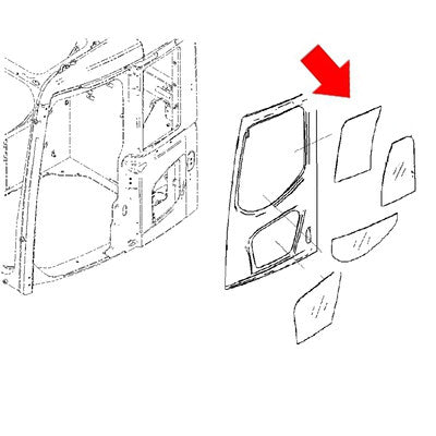 Komatsu 22B-54-27231 Excavator LH Front Slider Window Replacement Cab Glass